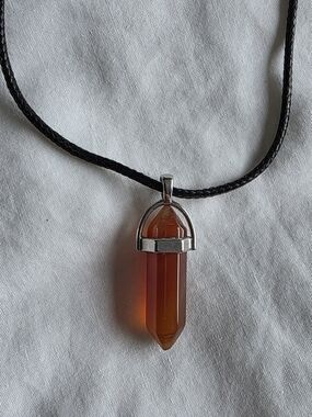 Carnelian Point Pendant Necklace - Women's Jewelry - Brown